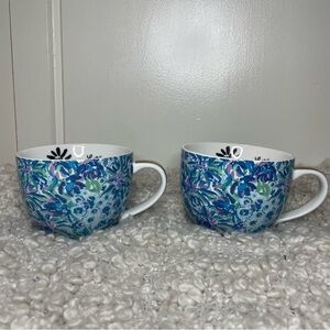 Lily Pulitzer NWT Set of 2 12oz Floral Ceramic Mugs